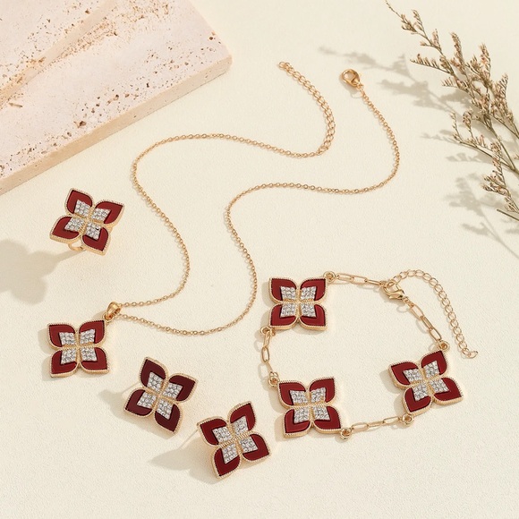 Fashion Jewelry Flower Design FOUR PIECE FULL SET - Picture 5 of 5